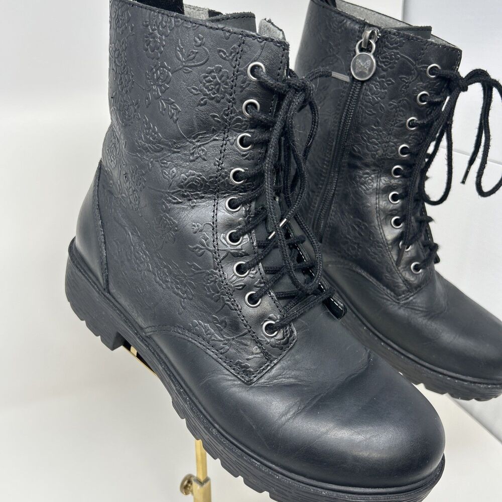 Alegria Indi Black Leather Side Zip Ankle Boot w/Straps! Women size 39